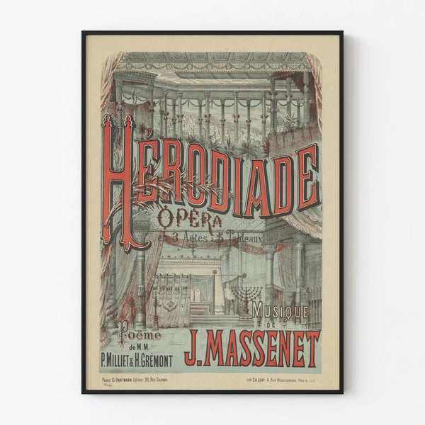 Plakat opery Herodiada J. Massenet - Vintage'owa dekoracja ścienna