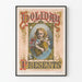 Plakat vintage Holiday Presents do dekoracji ściennych na święta