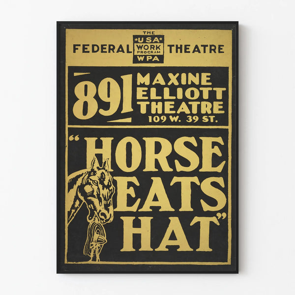 Plakat vintage teatralny "Horse Eats Hat" w stylu sztuki graficznej