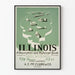 Plakat Vintage Ilustracyjna mapa Illinois - Przewodnik historyczny i opisowy