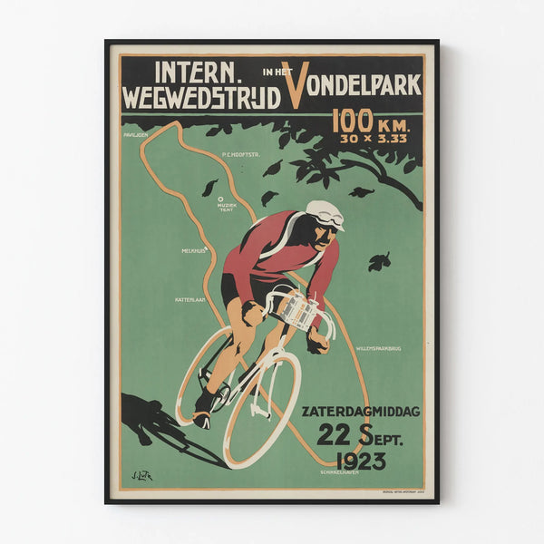 Plakat Vintage Międzynarodowy Wyścig Kolarski Vondelpark 1923