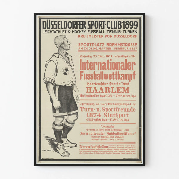 Plakat vintage międzynarodowych zawodów piłkarskich Sportplatz Ruhrort
