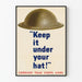 Plakat ścienny vintage hełm wojskowy Keep It Under Your Hat
