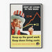 Plakat vintage wojna i koszty życia - dekoracja ścienna retro
