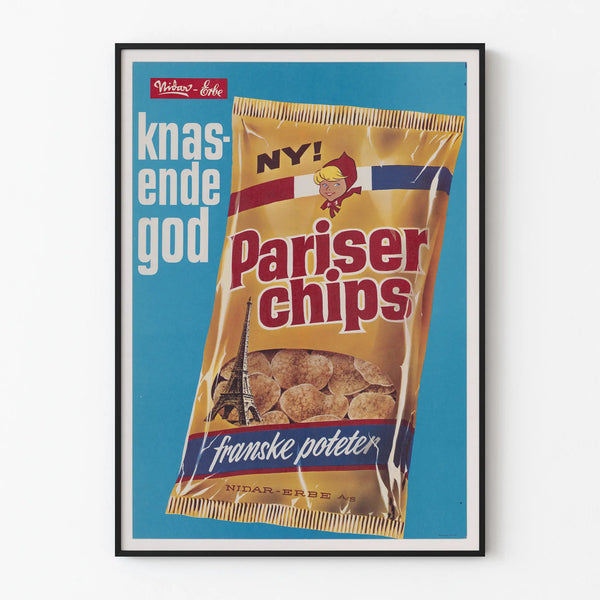 Plakat vintage Pariser Chips - Retro dekoracja ścienna przekąska