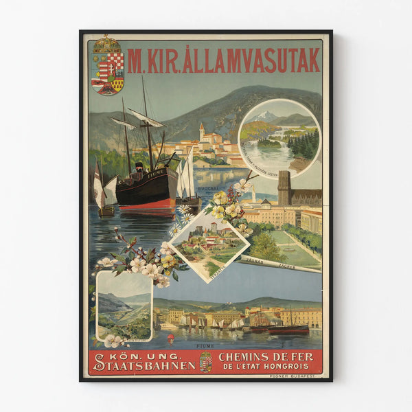Plakat vintage Koleje węgierskie - Dekoracja ścienna podróż do Chorwacji