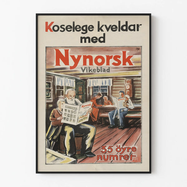 Plakat vintage norweski Nynorsk Vikeblad