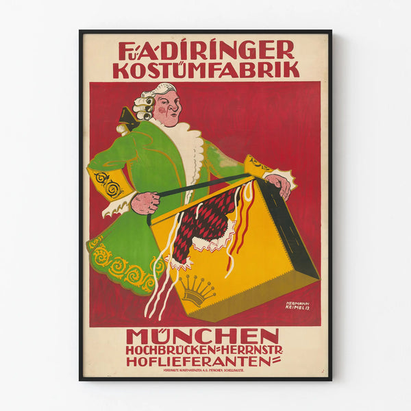 Plakat vintage kostium stary Münich dekoracja ścienna