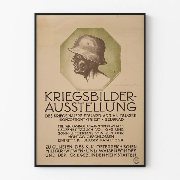Stary plakat wystawy obrazów wojennych autorstwa Eduarda Adriana Duszka