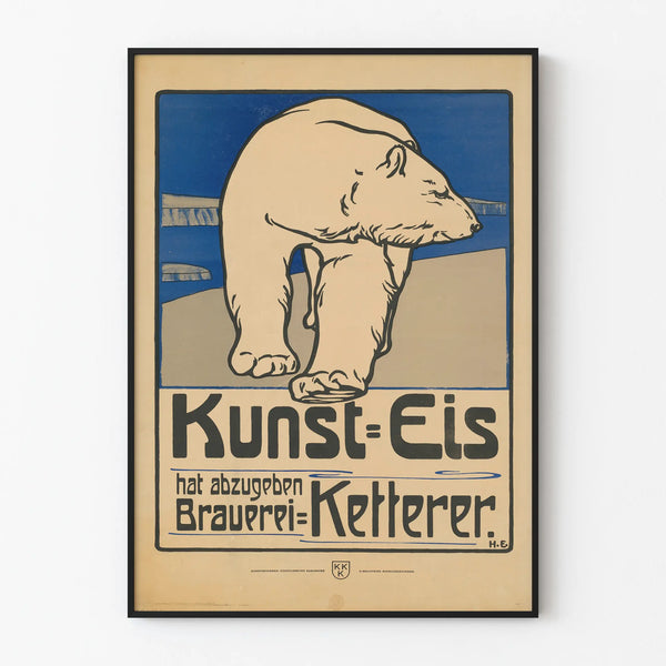 Plakat vintage Niedźwiedź Polarny Kunst-Eis do dekoracji ściennej
