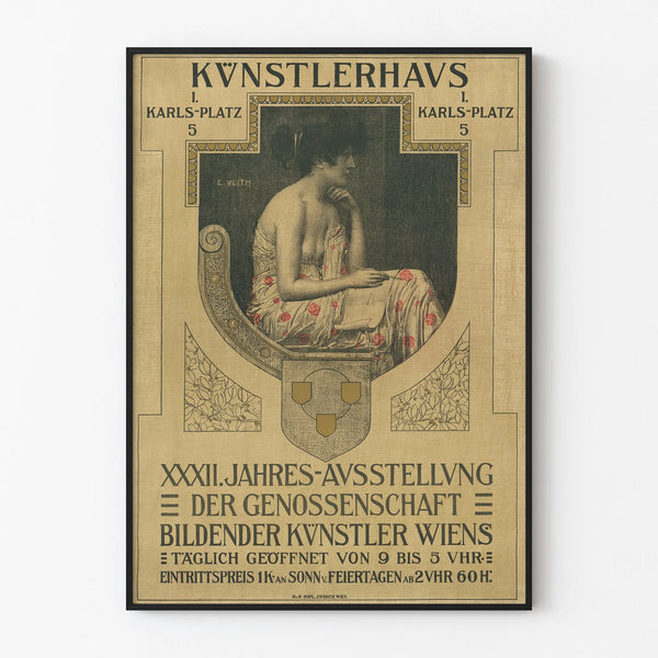 Vintage plakat artystyczny na coroczną wystawę artystów wiedeńskich