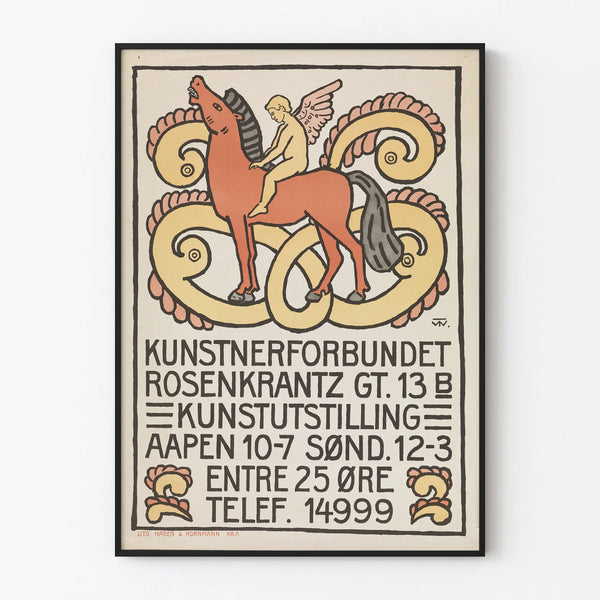 Wintage plakat artystyczny na wystawę Kunstnerforbundet
