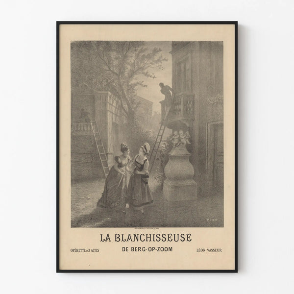 Stary plakat La Blanchisseuse de Berg-Op-Zoom dekoracja ścienna vintage
