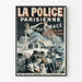 Plakat vintage La Police Parisienne do dekoracji ściennych