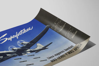 Plakat vintage samolot La Superfortaleza B-29 w locie — widok dzieła