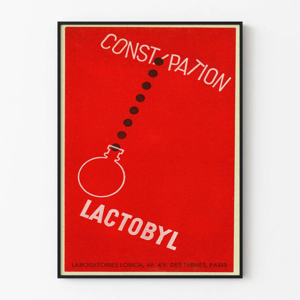 Plakat vintage z reklamy Lactobyl - Czerwona i graficzna dekoracja ścienna