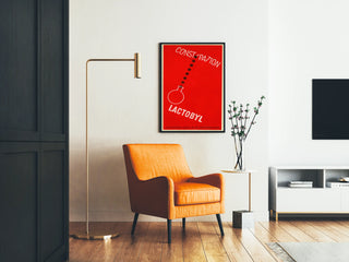Plakat vintage z reklamy Lactobyl - Czerwona i graficzna dekoracja ścienna