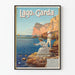Plakat vintage Jezioro Garda, wędkowanie nad brzegiem wody