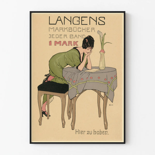 Vintage plakat Langens Markbücher elegancka dekoracja ścienna