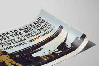 Plakat Vintage Naucz się opanować wielkie kanony - Dekoracja ścienna wojskowa — widok dzieła