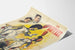 Plakat vintage Les Duffaut z postaciami w kostiumach