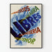 Dekoracyjny plakat vintage Libertés w odcieniach niebiesko-zielonym i czerwonym