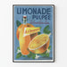 Plakat vintage z pomarańczową lemoniadą z miąższem - dekoracja ścienna w stylu retro