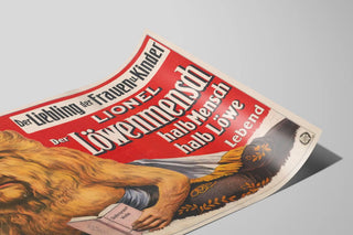 Plakat vintage Lionel Löwenmensch, pół-mężczyzna pół-lion — widok dzieła