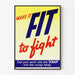 Plakat vintage „Make It Fit to Fight” inspirująca dekoracja ścienna