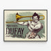 Plakat vintage Marguerite Dufay z trombonem dekoracyjnym — oprawiony obraz na ścianie