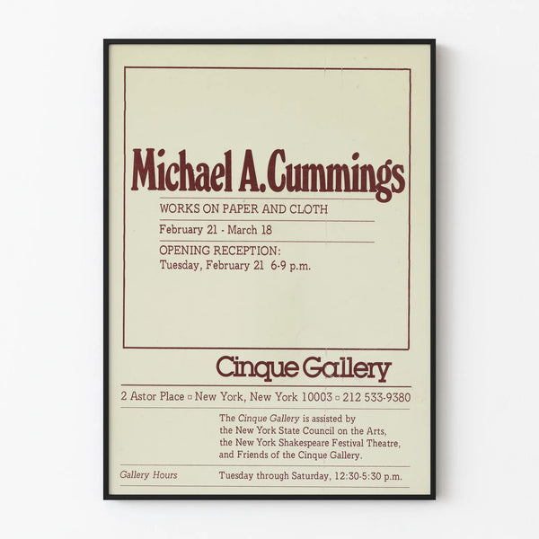 Plakat wystawy Michaela A. Cummingsa na papierze i tkaninie - Galeria Cinque