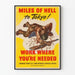 Plakat vintage militarystyczny „Mil na piekło do Tokio”