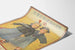 Plakat vintage Kolei Południowomańchurskiej z dwójką dzieci w tradycyjnych strojach