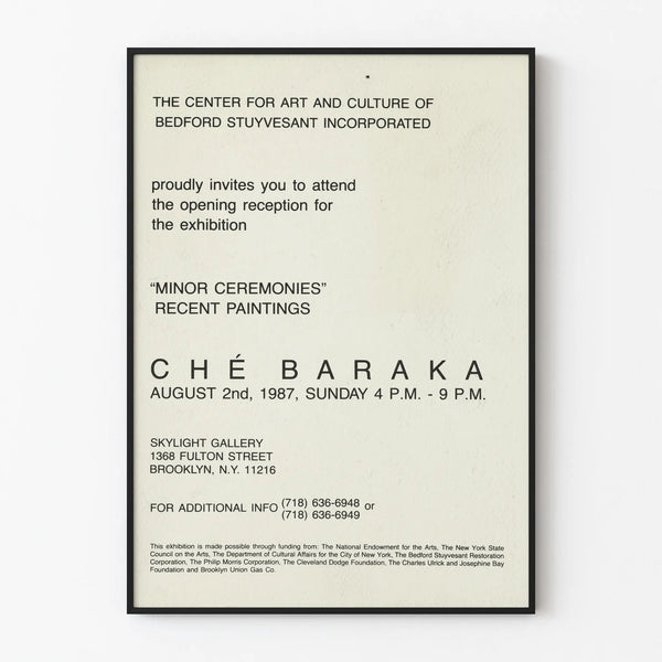 Plakat wystawy „Minor Ceremonies” autorstwa Ché Baraka