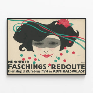 Plakat vintage Munchener Faschings Redoute 1914 — oprawiony obraz na ścianie