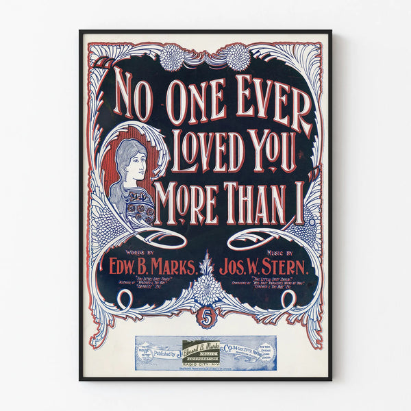 Plakat vintage No One Ever Loved You More Than I - Dekoracja ścienna retro