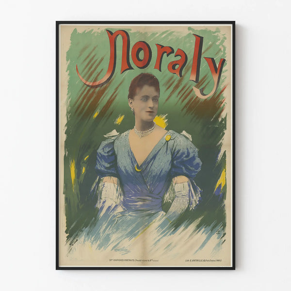 Plakat Vintage Noraly Portret Elegancka Kobieta w Niebieskiej Sukni