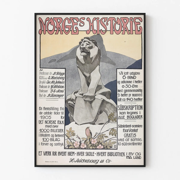 Plakat vintage Norges Historie do dekoracji ściennej