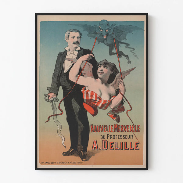 Plakat vintage Nowe Cudo Profesora A. Delille