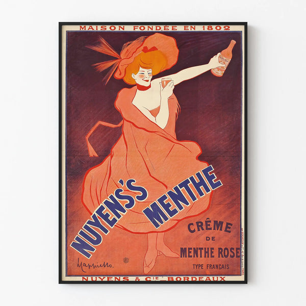 Vintage plakat Nuyens's Menthe - Crème de Menthe Rose, dawna reklama
