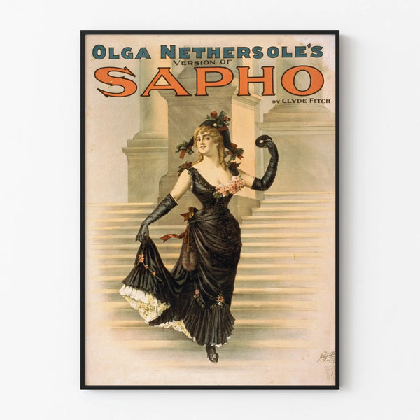 Plakat vintage Olga Nethersole Sapho autorstwa Clyde Fitch