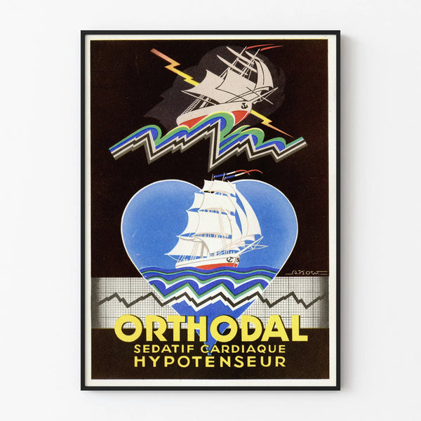 Plakat Vintage Orthodal - Dekoracja Ścienna Retro Statek i Serce