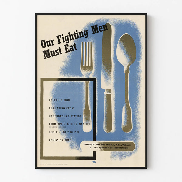 Plakat Vintage Nasi Walczący Mężczyźni Muszą Jeść - Dekoracja Ścienna Retro Wojna