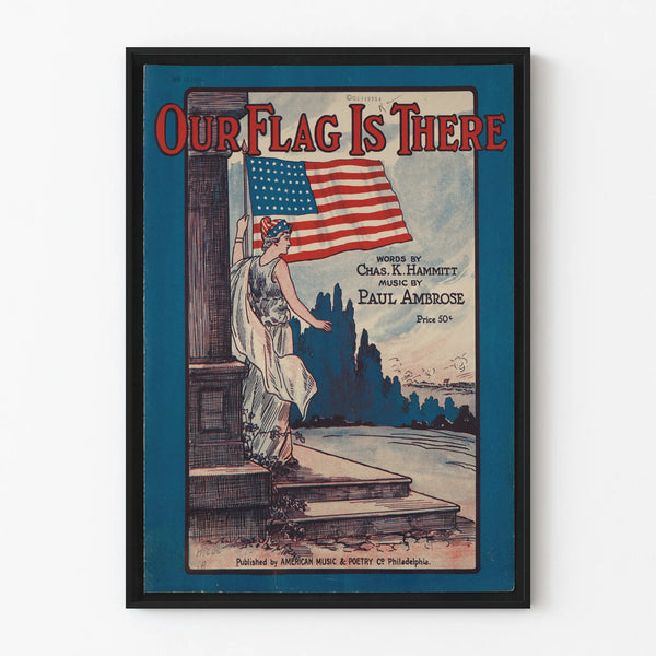 Plakat vintage Nasz sztandar jest tam z amerykańską flagą
