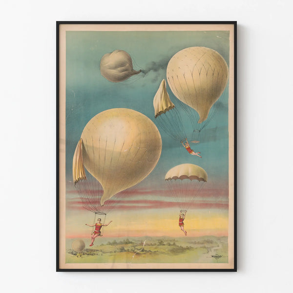 Plakat vintage spadochroniarstwo z balonu