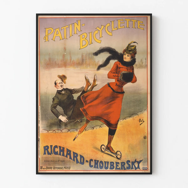 Plakat vintage Patin-Bicykleta Richard-Choubersky do dekoracji ściennej