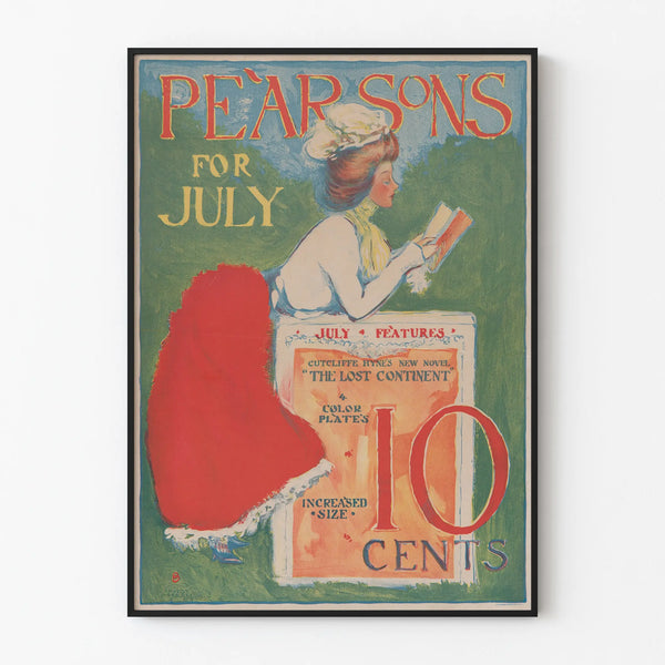 Plakat vintage Pearsons w stylu art déco na lipiec