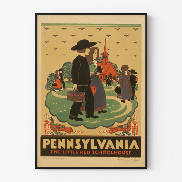 Plakat vintage Pensylwania Mała Czerwona Szkoła