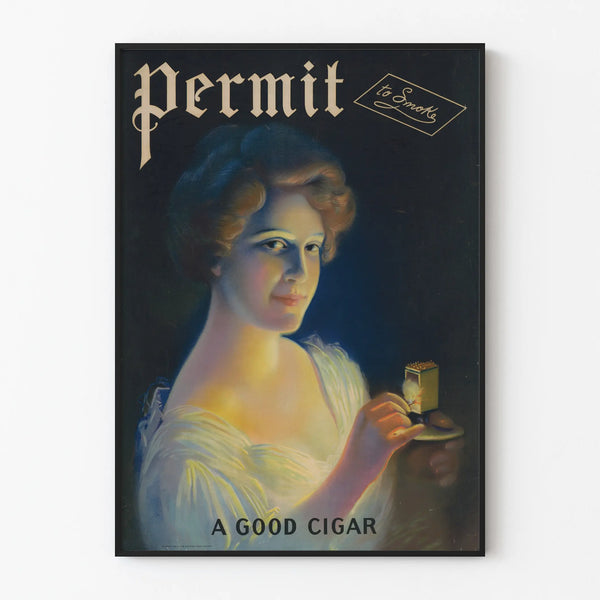 Plakat vintage Zezwolenie na palenie dobrej cygaro - Retro dekoracja ścienna