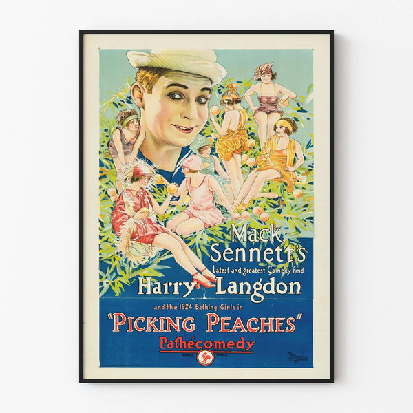 Plakat vintage Wybieranie brzoskwiń z Harry Langdon i Pływaczki lata 1920